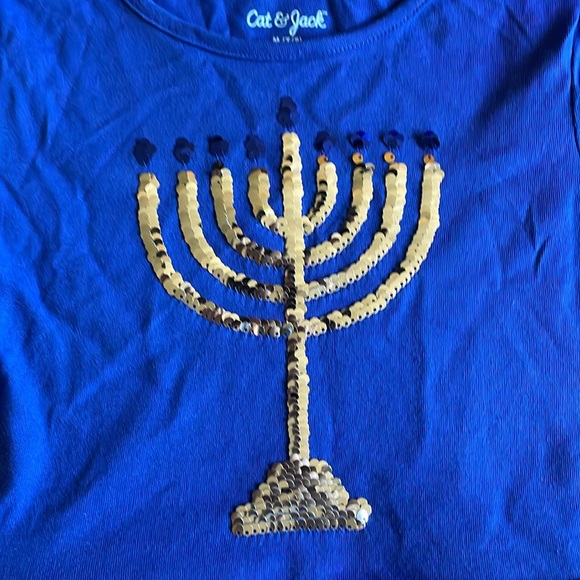 Cat & Jack Hanukkah Long Sleeve Sequin Flip Tulle Dress - Picture 4 of 8